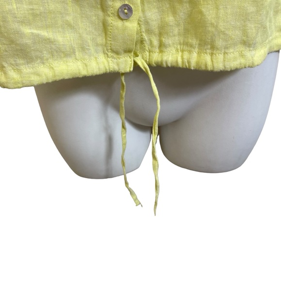 JOIE 100% Linen Women's Small Neon Yellow Short Sleeve Button Up Blouse NWT - Picture 9 of 12